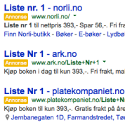 Et søk på "Liste nr. 1" viser utgivelsens potensiale på toppen av Googles treffliste